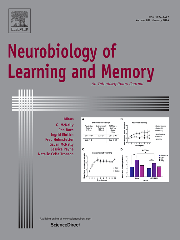Go to journal home page - Neurobiology of Learning and Memory